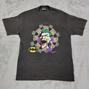 VTG The Joker 80s Shirt Batman Dark Knight Movie Promo Logo 7 DC Comics Mens XL